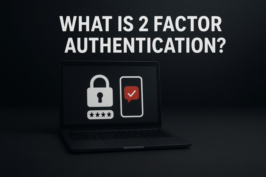 An infographic explaining what is 2FA, showing a smartphone with a verification code next to a secure digital lock, representing two-factor authentication.