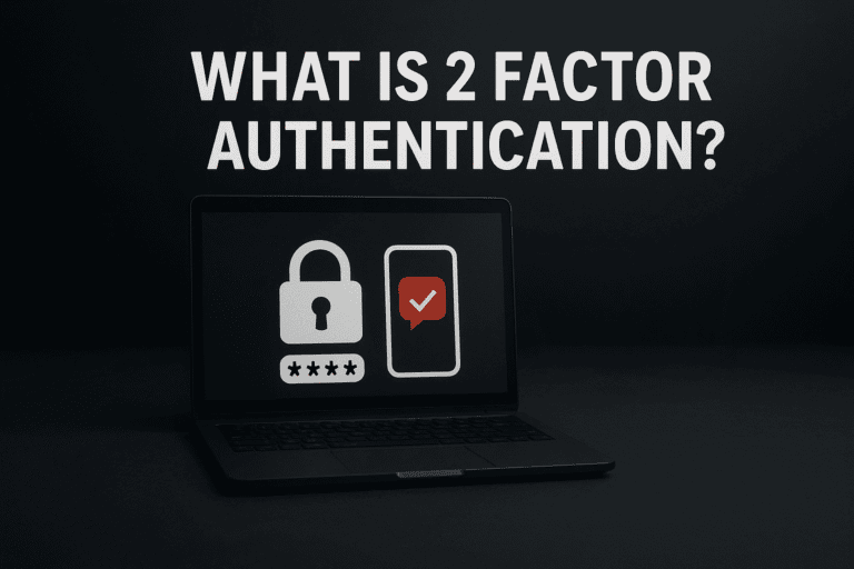 An infographic explaining what is 2FA, showing a smartphone with a verification code next to a secure digital lock, representing two-factor authentication.