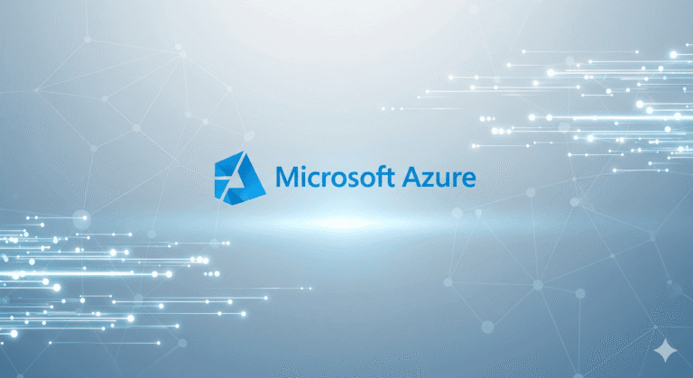 A featured image for a guide on what is Microsoft Azure, showing the official Azure logo on a professional, abstract tech background.